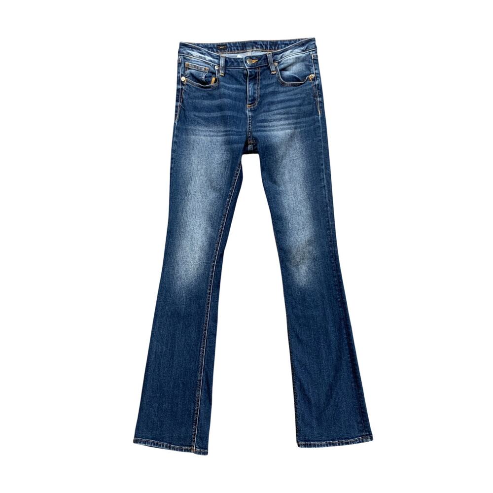 Miss Me Jeans Womens 28 Blue Bootcut Mid Rise Denim Stretch Pockets Denim Faded